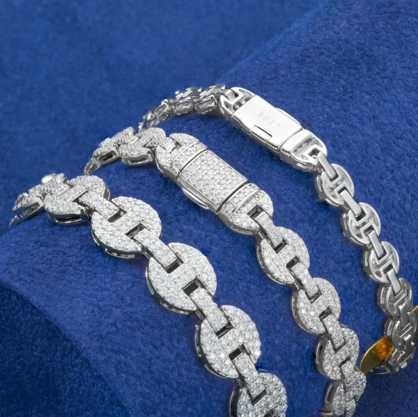 High Quality 6-10mm 925 Sterling Silver Bracelet Micro Setting Full Moissanite Pig Nose Chain Hip Hop Fine Jewelry For Men Women - Imagen 11