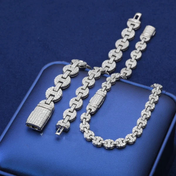 High Quality 6-10mm 925 Sterling Silver Bracelet Micro Setting Full Moissanite Pig Nose Chain Hip Hop Fine Jewelry For Men Women - Imagen 10