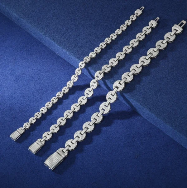 High Quality 6-10mm 925 Sterling Silver Bracelet Micro Setting Full Moissanite Pig Nose Chain Hip Hop Fine Jewelry For Men Women - Imagen 4