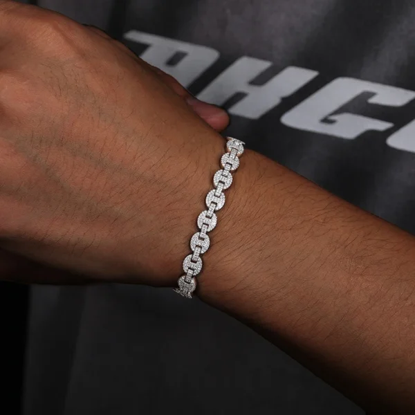 High Quality 6-10mm 925 Sterling Silver Bracelet Micro Setting Full Moissanite Pig Nose Chain Hip Hop Fine Jewelry For Men Women - Imagen 7