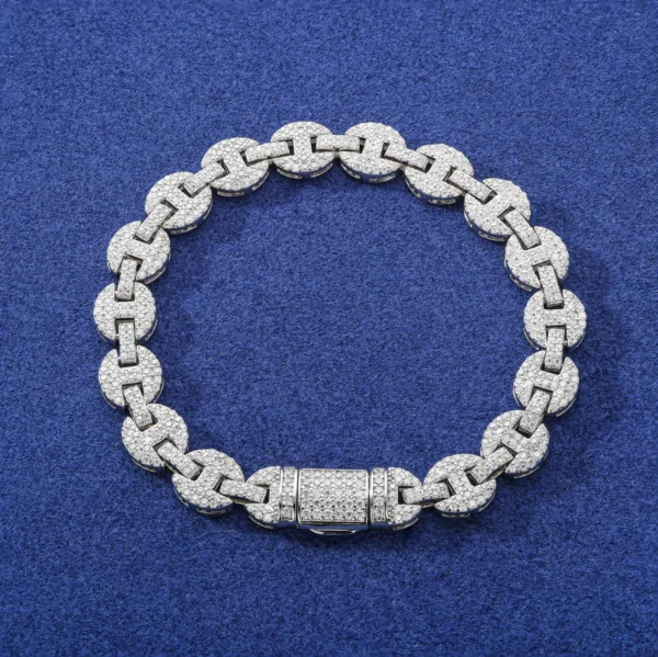 High Quality 6-10mm 925 Sterling Silver Bracelet Micro Setting Full Moissanite Pig Nose Chain Hip Hop Fine Jewelry For Men Women